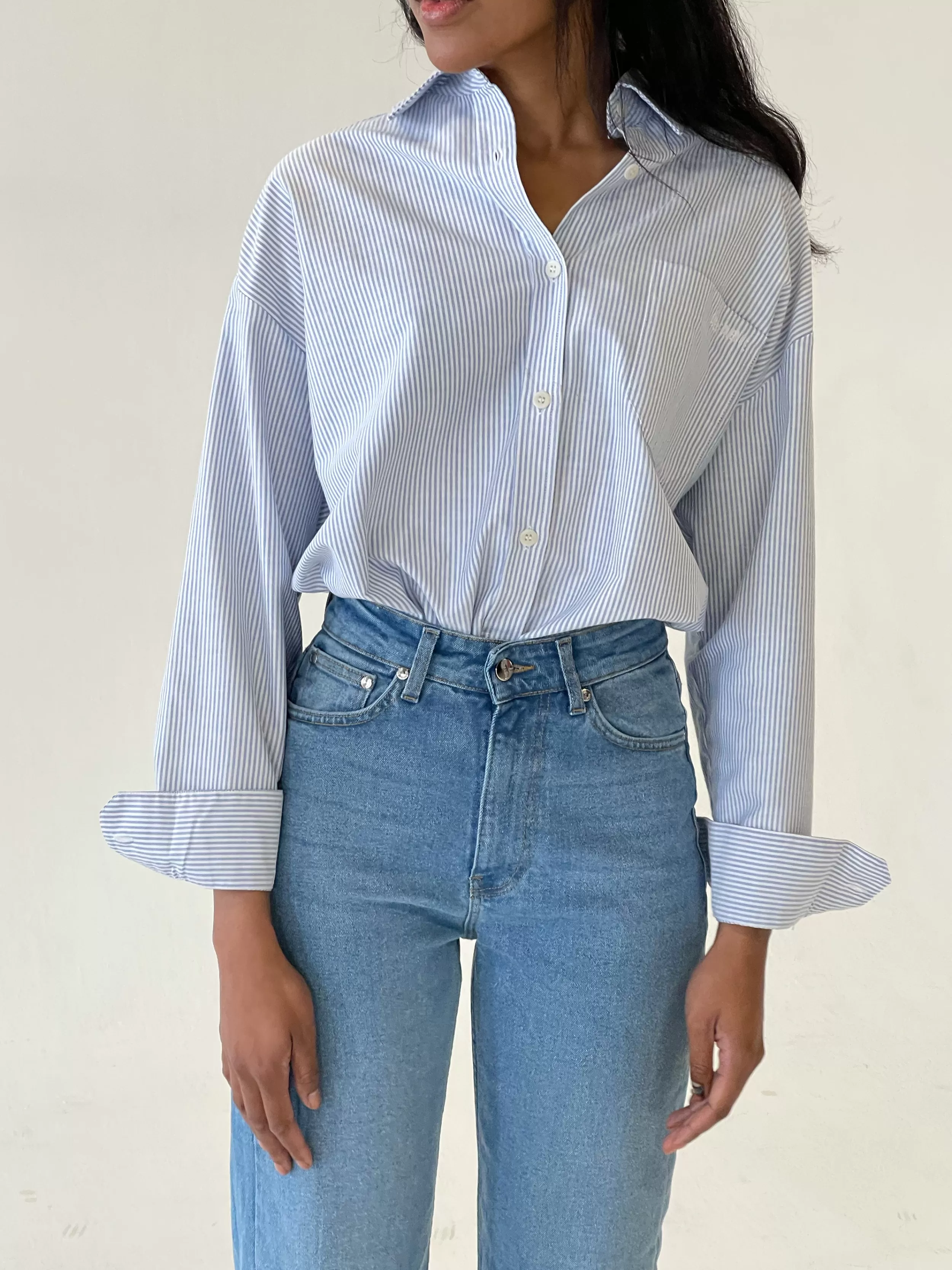 Flash Sale Breezy Shirt Blue Stripe Shirts & Tops