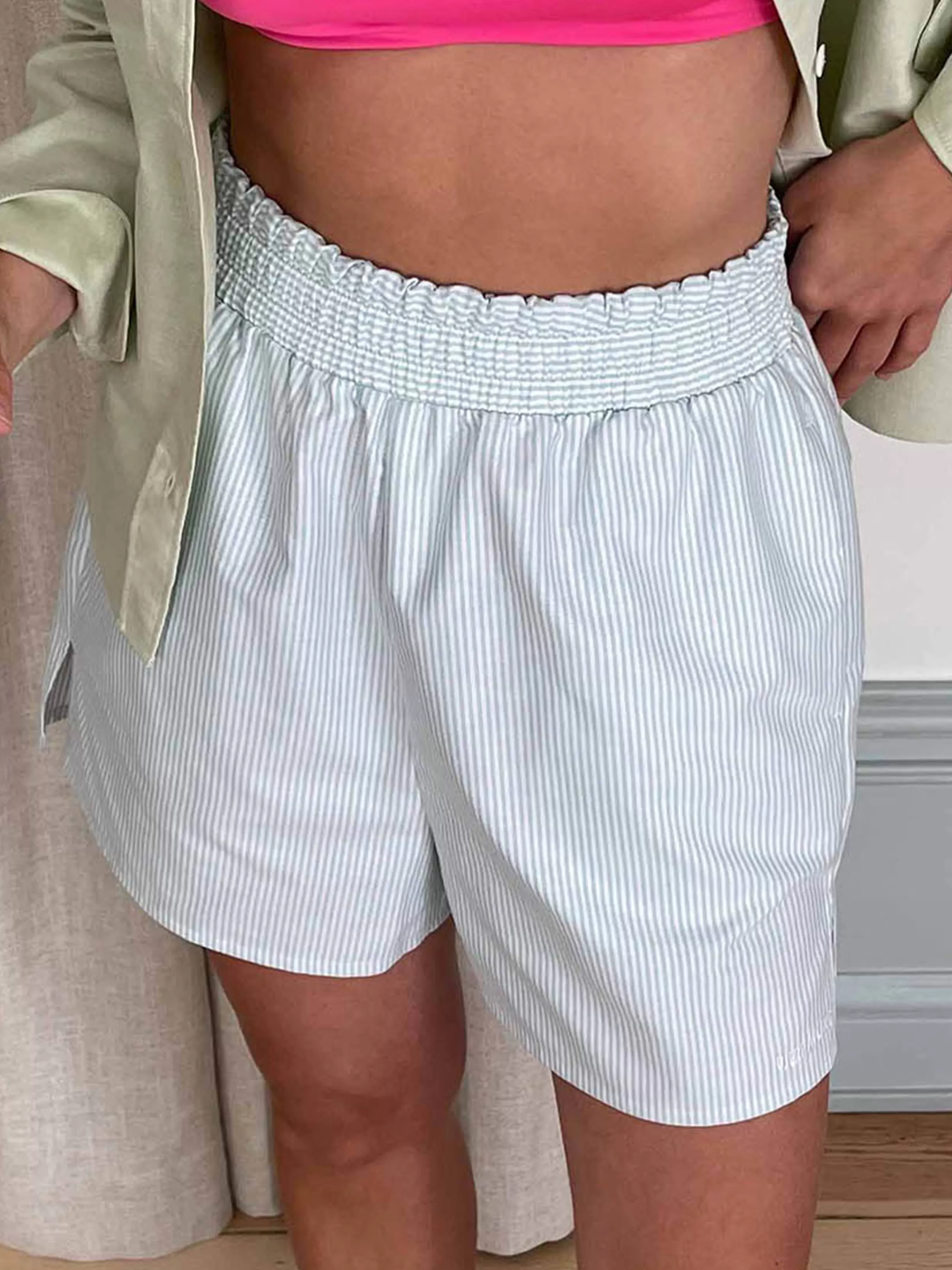 Cheap Breezy Shorts Green Stripe Shorts