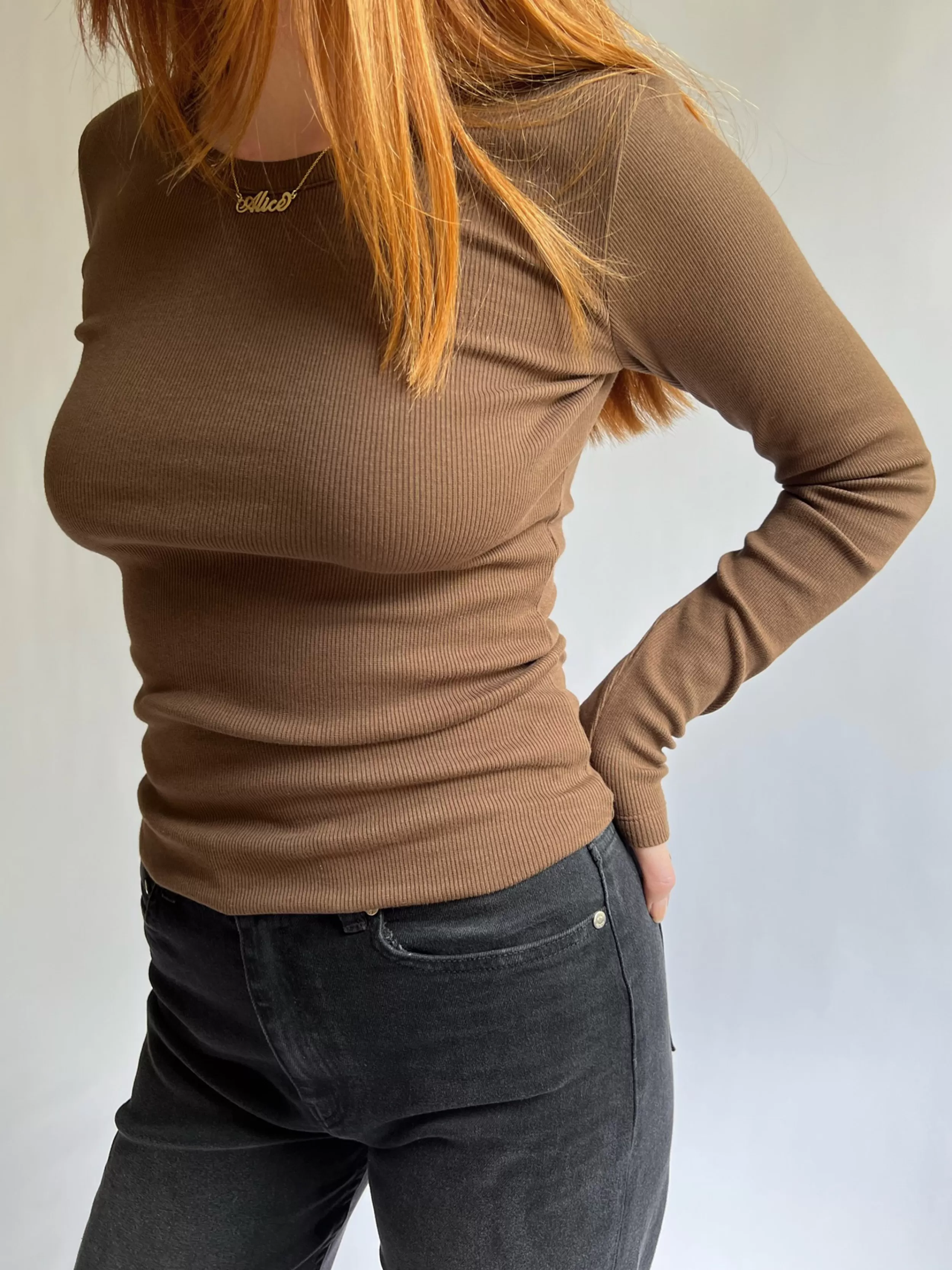 Outlet Daily Long Sleeve Top Ribbed Cocoa Shirts & Tops | Sweaters