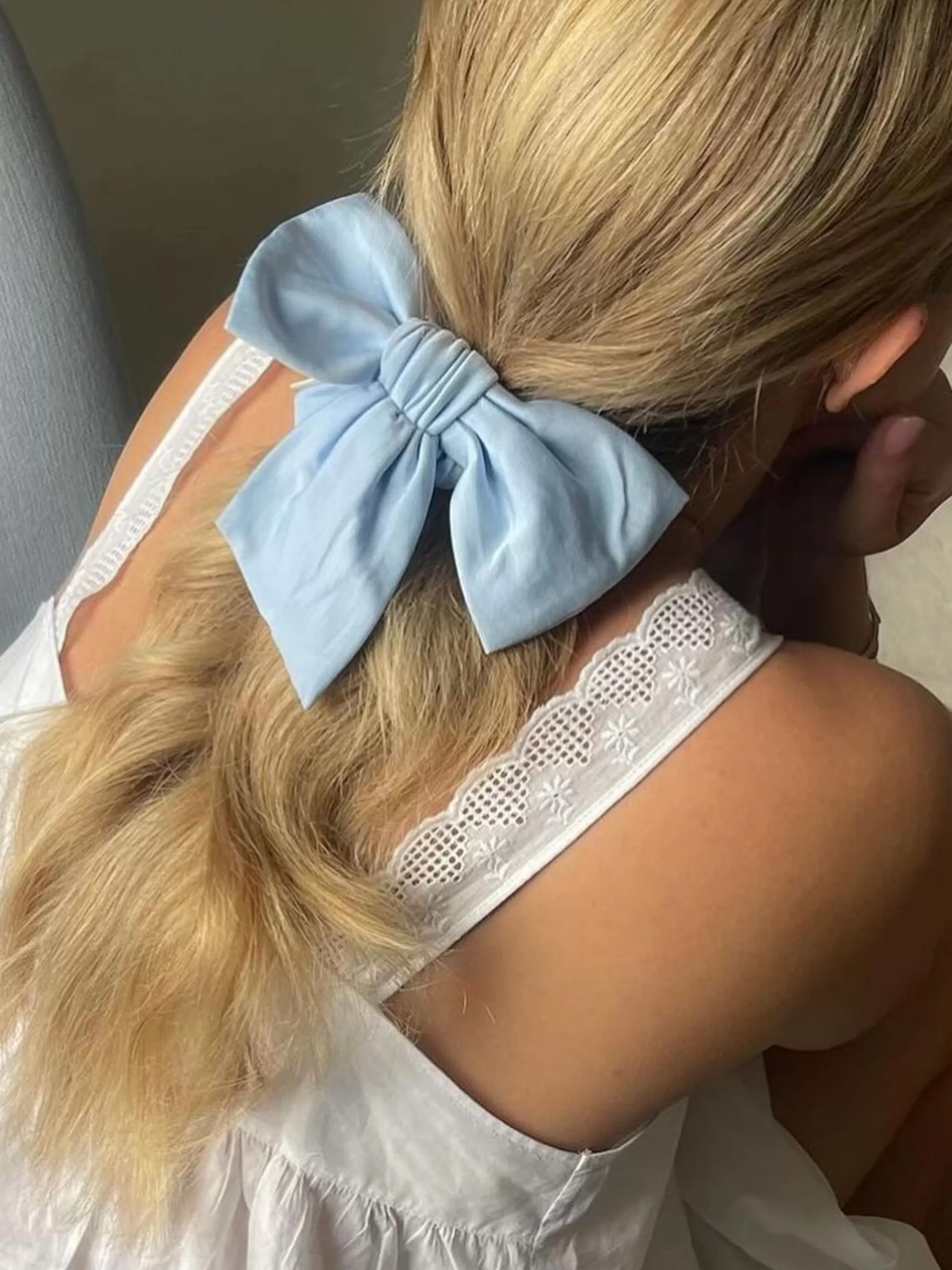 Cheap Go Slow Bow Scrunchie Blue Loungewear Accessories | Hats & Hair Accessories