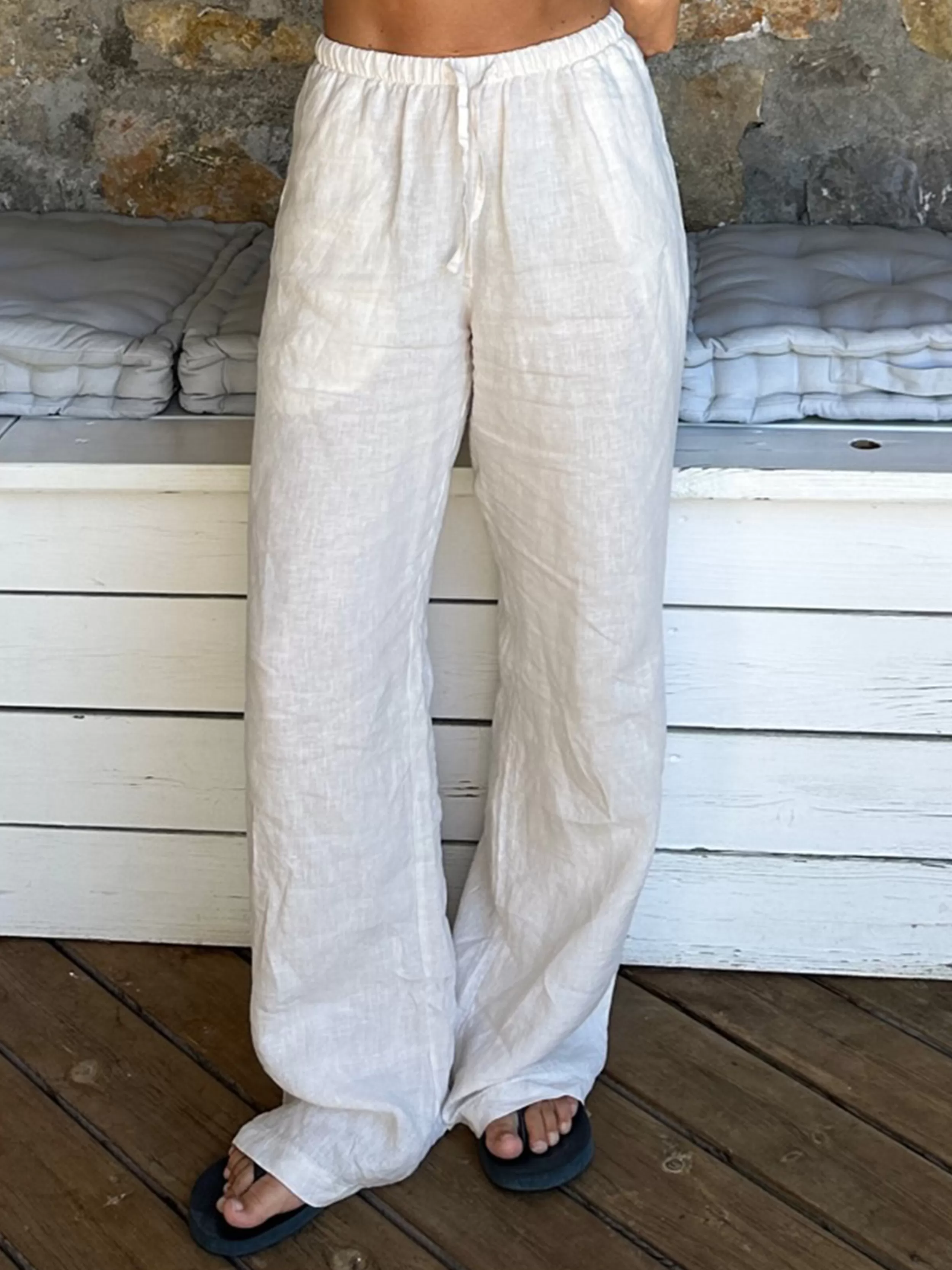 Online Linen Pants Cream Pants & Jeans